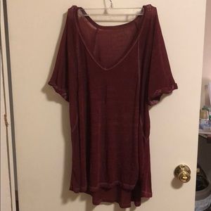 Burgundy Loose Long Tee